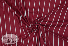 Load image into Gallery viewer, Double Brushed Poly - Burgundy Stripe (wide)