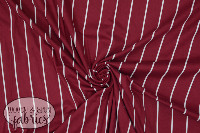 Double Brushed Poly - Burgundy Stripe (wide)