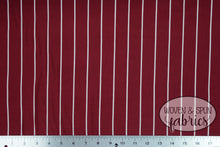 Load image into Gallery viewer, Double Brushed Poly - Burgundy Stripe (wide)