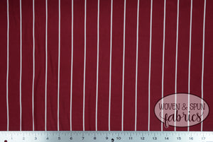 Double Brushed Poly - Burgundy Stripe (wide)