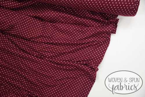 Double Brushed Poly - Dots Burgundy