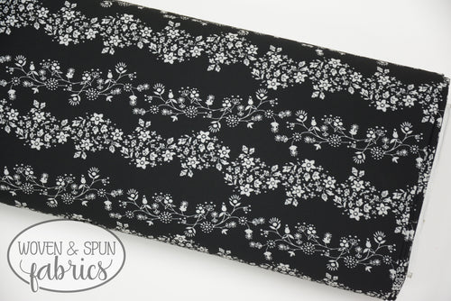 Bubble Crepe Polyester - Black Floral
