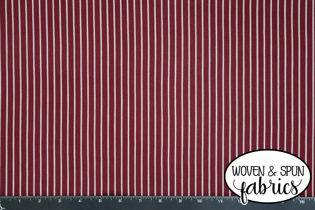 Double Brushed Poly - Burgundy Stripe (narrow)