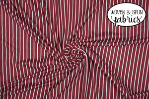 Double Brushed Poly - Burgundy Stripe (narrow)