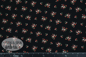 Bubble Crepe Polyester - Black Floral