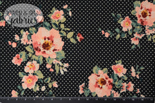 Load image into Gallery viewer, Double Brushed Poly - Black Floral with Dots