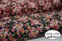 Load image into Gallery viewer, Double Brushed Poly - Burgundy Floral