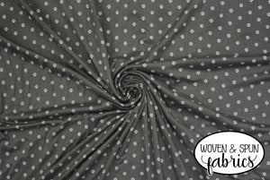 Double Brushed Poly - Ditzy Floral, Charcoal