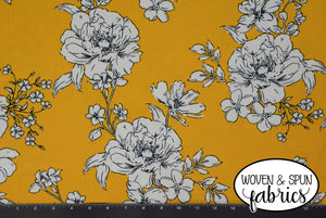 Double Brushed Poly - Mustard Floral