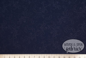 Vintage Vine Scroll - Navy